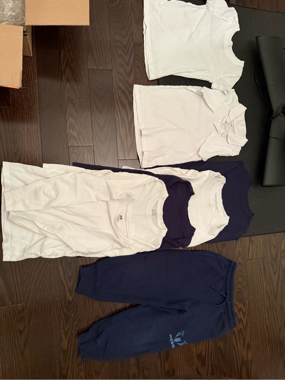 Mixed White & Navy Tee and Sweatpant Bundle - sizes 4, 4/5, 4-6
